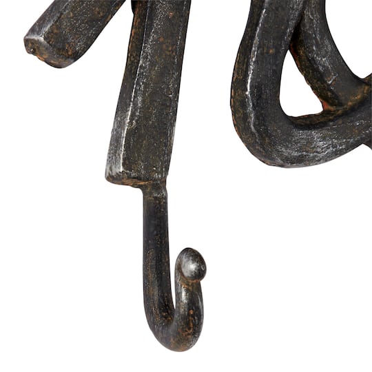 Black Metal Industrial Wall Hook, 11" x 12" x 2"